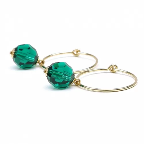 Earrings by Ichiban - Circle Crystal Emerald