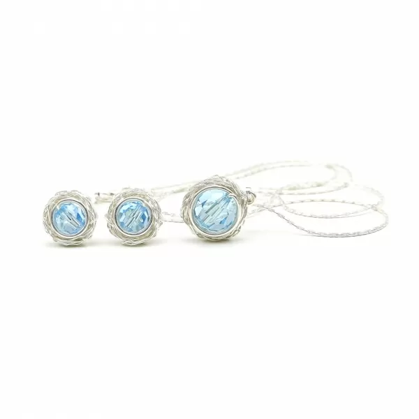Set pandantiv si cercei cu surub, Ichiban - Sweet Aquamarine AG925