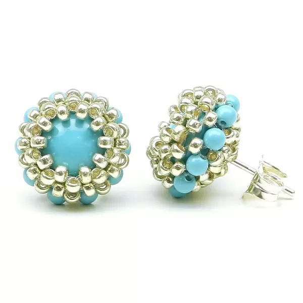 Cercei cu surub, Ichiban - Teeny Tiny Turquoise AG925