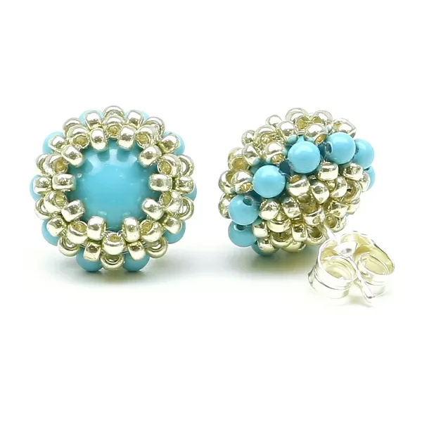 Cercei cu surub, Ichiban - Teeny Tiny Turquoise AG925