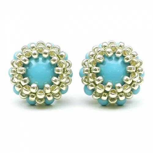 Cercei cu surub, Ichiban - Teeny Tiny Turquoise AG925