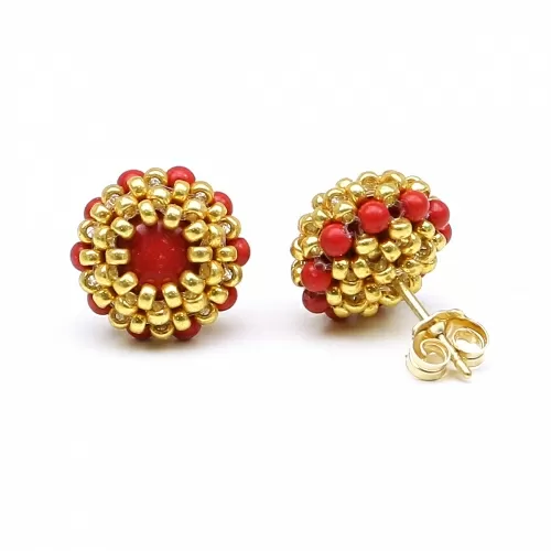 Cercei cu surub, Ichiban - Teeny Tiny Red Coral