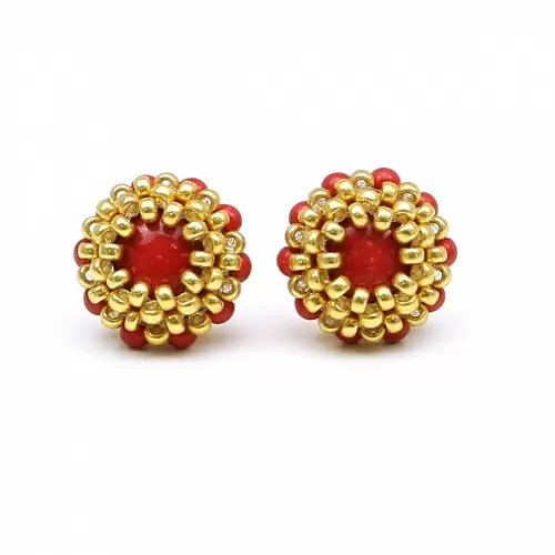 Cercei cu surub, Ichiban - Teeny Tiny Red Coral