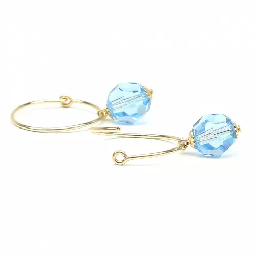 Earrings by Ichiban - Circle Crystal Aquamarine