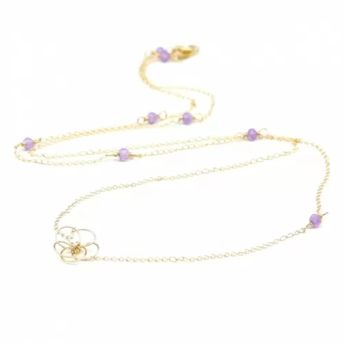 14K gold necklace by Ichiban - Flower Power Amethyst