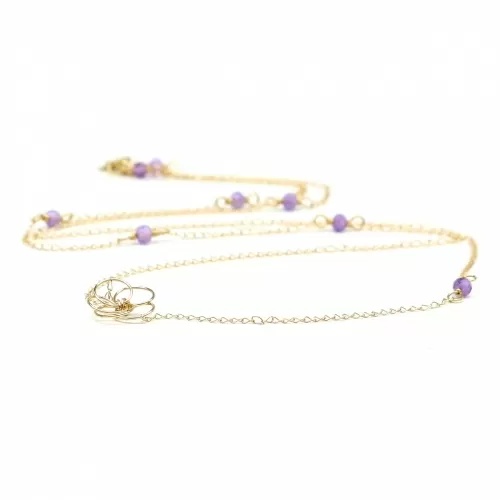 14K gold necklace by Ichiban - Flower Power Amethyst