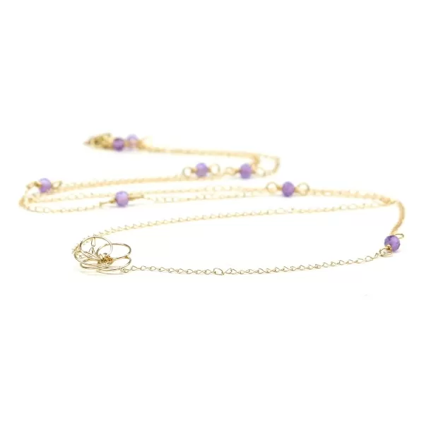 14K gold necklace by Ichiban - Flower Power Amethyst