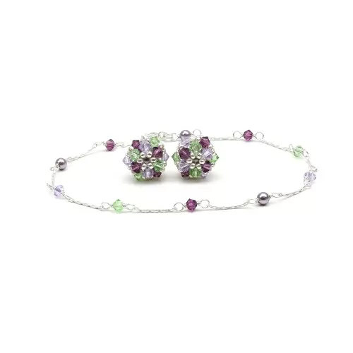 Daisies Free Spirit, set bracelet and stud earrings Ichiban 925 Silver