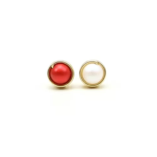 Mini Busted Pearl - Red & White - cercei surub martisor
