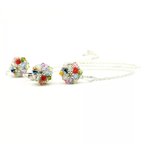 Set pandantiv si cercei clips, Ichiban - Daisies Summer Mood AG925