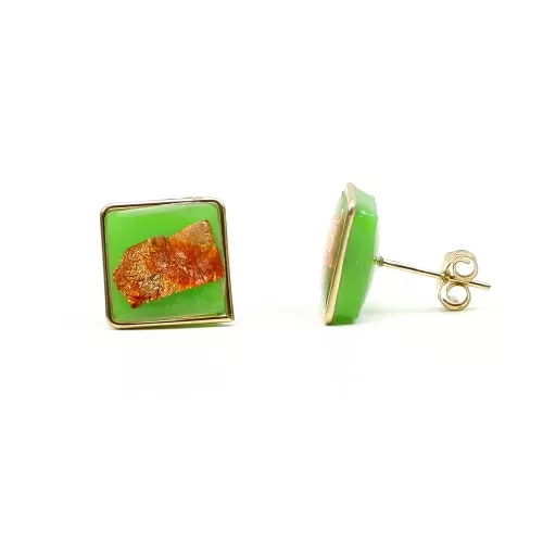 Green Foil - stud earrings by Ichiban