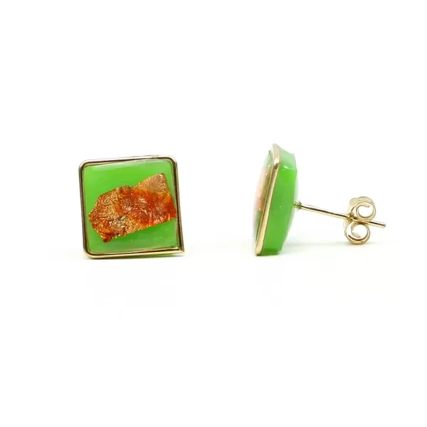 Green Foil - stud earrings by Ichiban