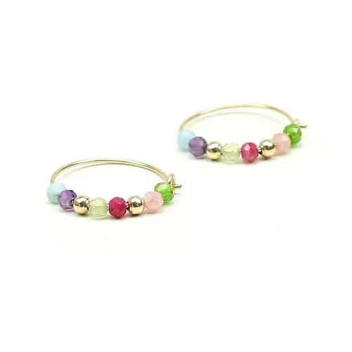 Earrings by Ichiban - Simple Style Mix Gems 14K gold