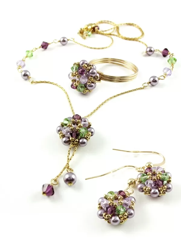 Set necklace, dangle earrings and ring by Ichiban - Happy Colors