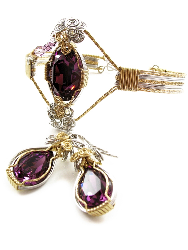 Set bracelet and dangle earrings by Ichiban - Royal Amethyst
