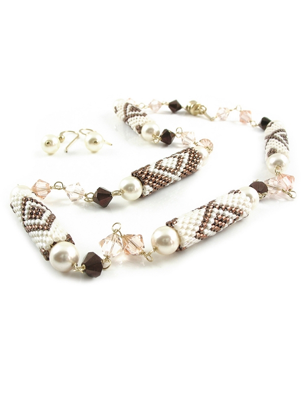 Necklace by Ichiban - Traditional Chocolate & Milk + gift earrings