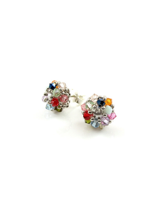 Stud earrings by Ichiban - Daisies Multicolor Light AG925