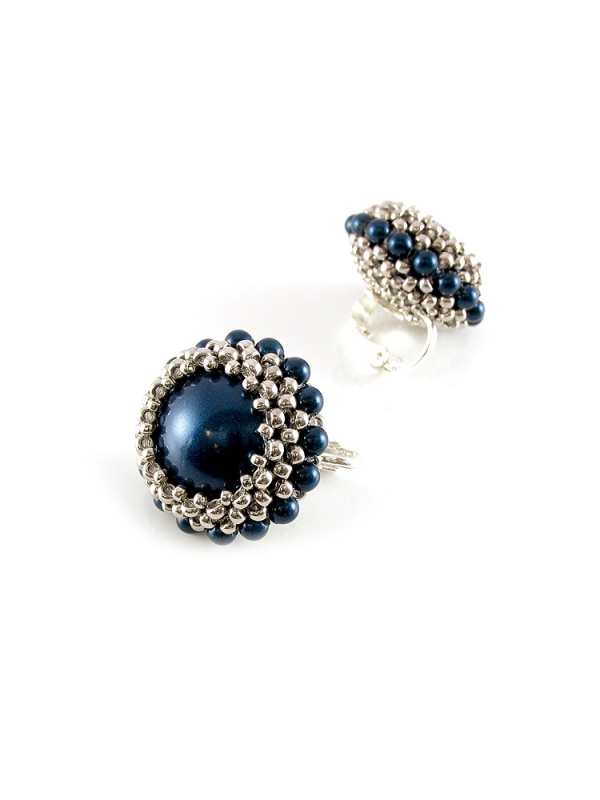 Clips earrings by Ichiban - Blue Silver Moon