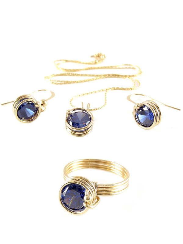 Set pendant, earrings and ring by Ichiban - Busted Dark Blue
