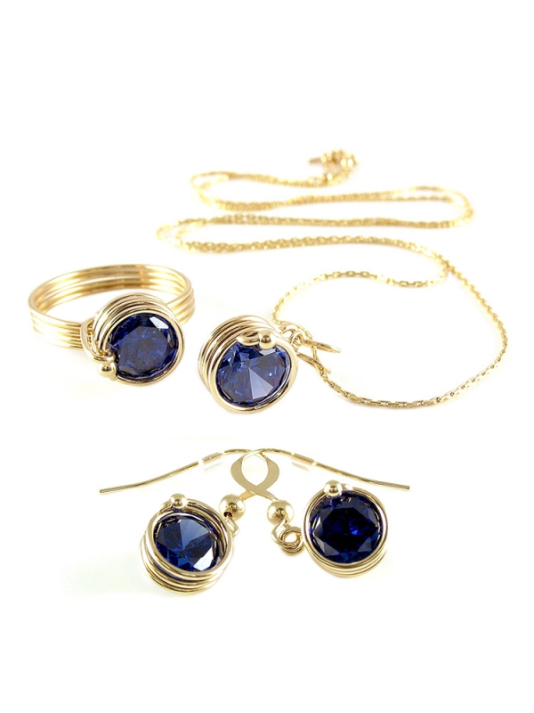 Set pendant, earrings and ring by Ichiban - Busted Dark Blue
