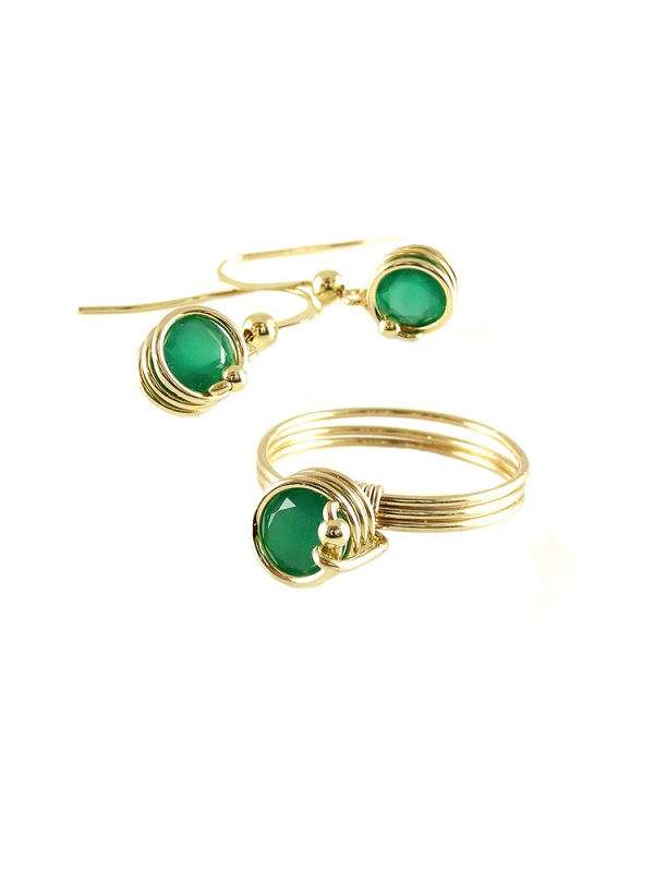 Set ring and earrings by Ichiban - Busted Deluxe Green Onyx