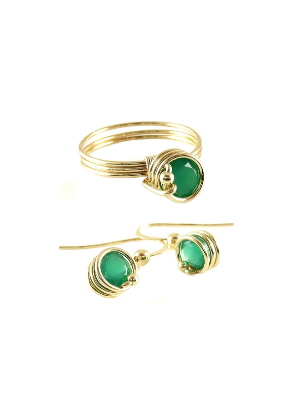 Set ring and earrings by Ichiban - Busted Deluxe Green Onyx