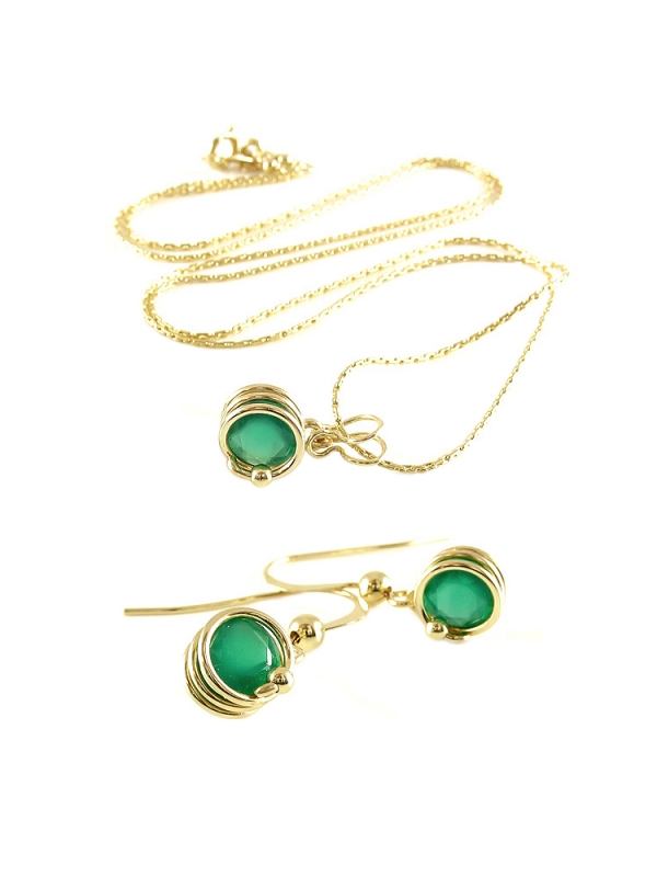Set pendant and earrings by Ichiban - Busted Deluxe Green Onyx