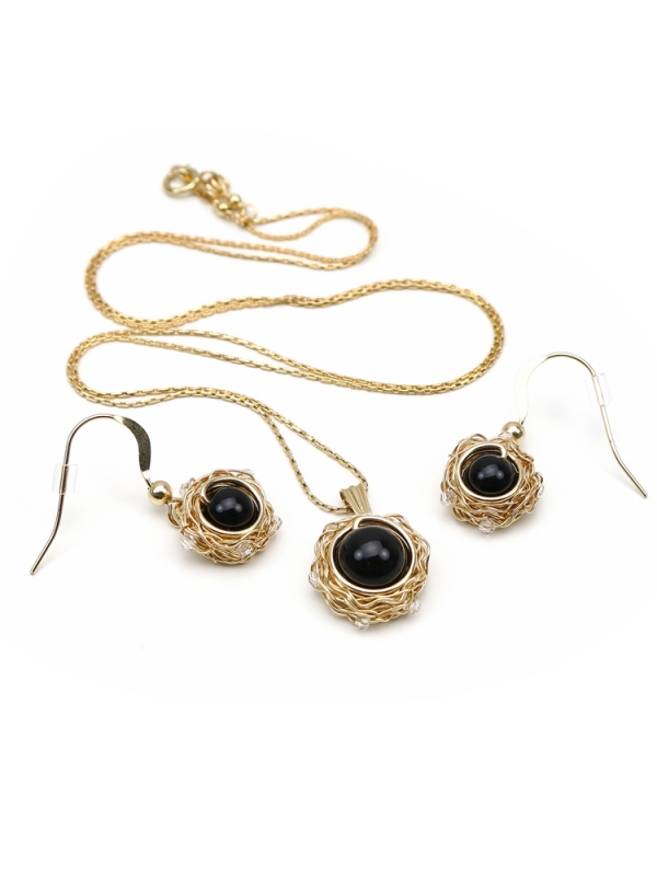 Set pendant and earrings by Ichiban - Sweet Black Velvet