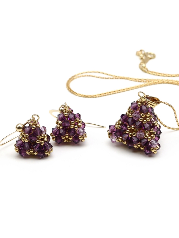Set pendant and earrings by Ichiban - Pyramid Amethyst