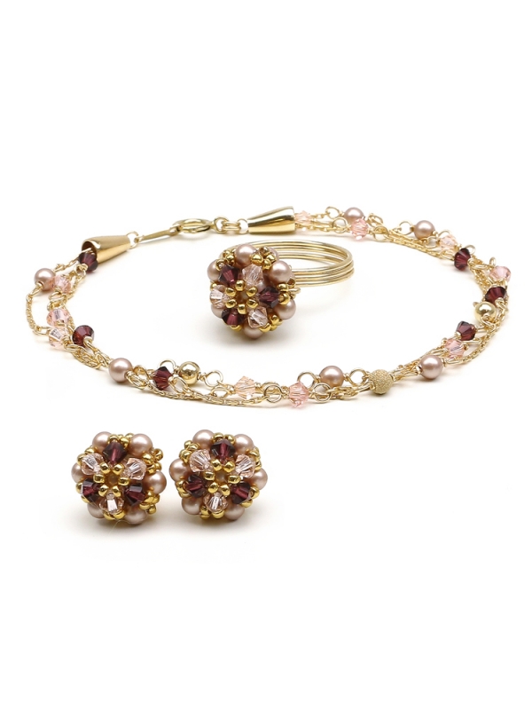Set bracelet, stud earrings and ring by Ichiban - Spring Mood Happy Bride