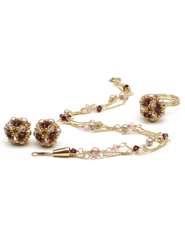 Set bracelet, stud earrings and ring by Ichiban - Spring Mood Happy Bride