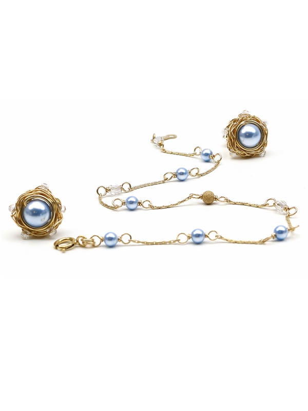 Set bracelet and stud earrings by Ichiban - Blue Sky