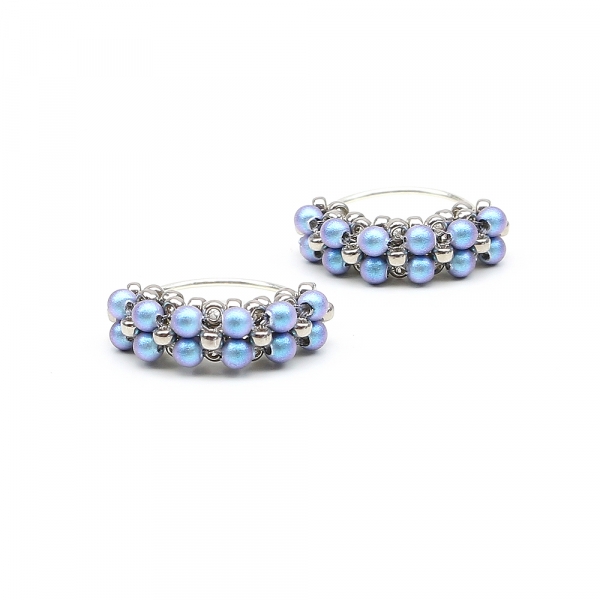 Earrings by Ichiban - Mini Diva Pearls iridescent Light Blue 925 Silver