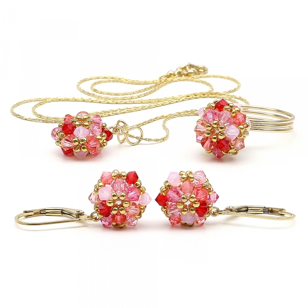 Set pendant, leverback earrings and ring by Ichiban - Daisies Tutti Frutti