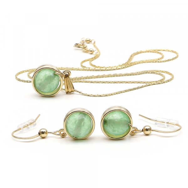 Busted Gemstone Aventurine set - pendant and earrings