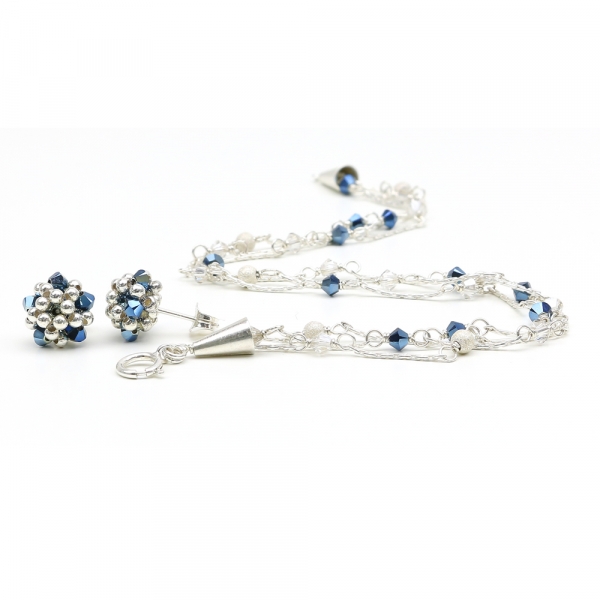 Set bracelet and stud earrings by Ichiban - Charm Blue 925 Silver