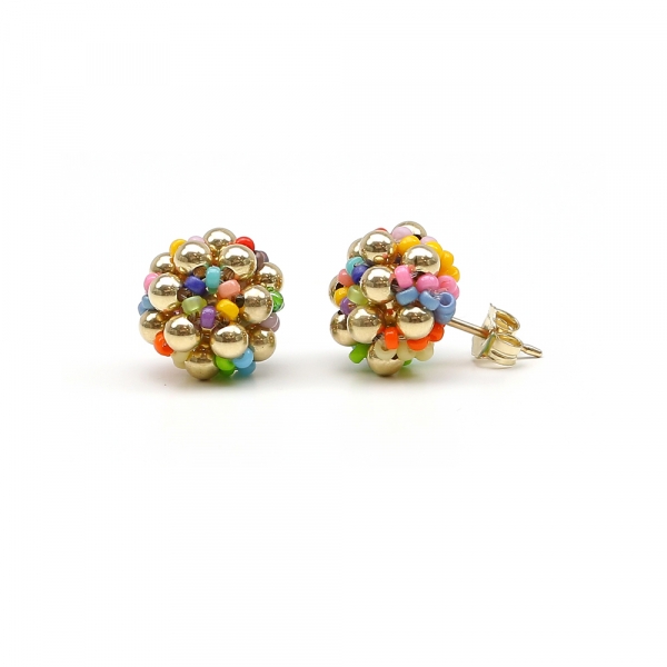 Stud earrings by Ichiban - Golden Daisies Miyuki Multicolor