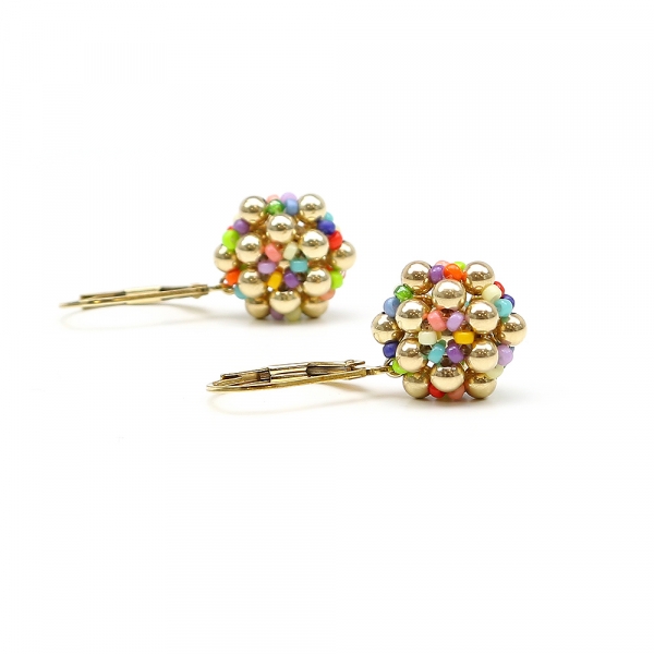 Leverback earrings by Ichiban - Golden Daisies Miyuki Multicolor