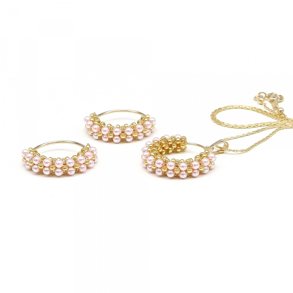 Set pendant and earrings, Ichiban - Primetime Pearls Rosaline