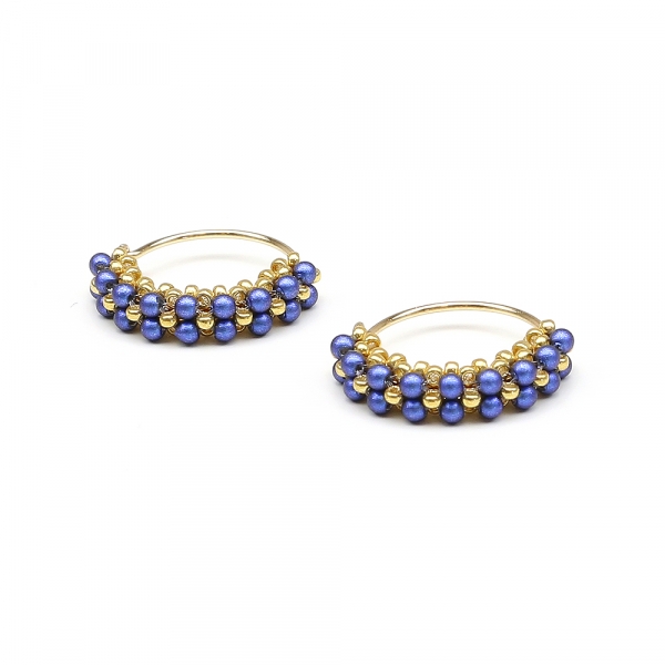 Earrings by Ichiban - Primetime Pearls Iridescent Dark Blue