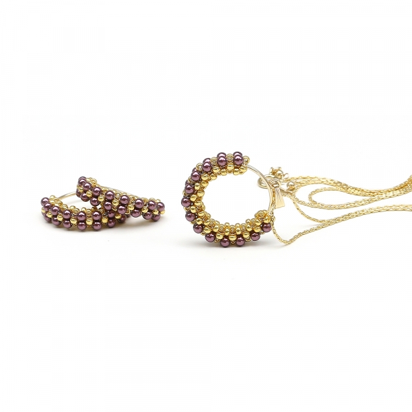 Set pendant and earrings by Ichiban - Primetime Pearls Burgundy