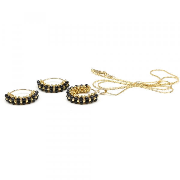 Set pendant and earrings by Ichiban - Primetime Pearls Mystic Black