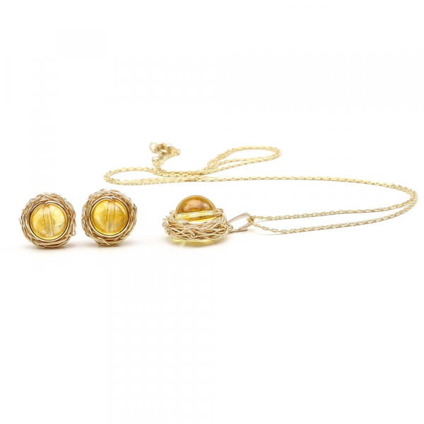 Set pendant and stud earrings by Ichiban - Sweet Citrine
