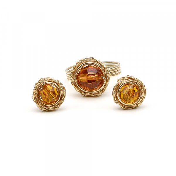 Set stud earrings and ring by Ichiban - Sweet Topaz