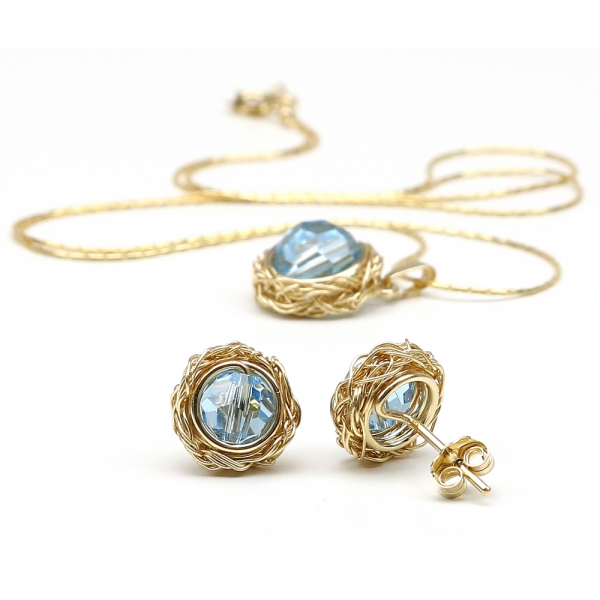 Set pendant and stud earrings by Ichiban - Sweet Aquamarine