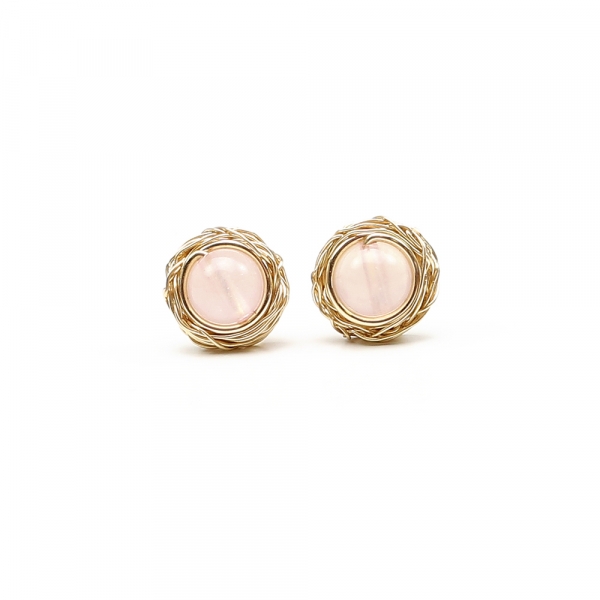 Gemstone stud earrings by Ichiban - Sweet Quart Rose