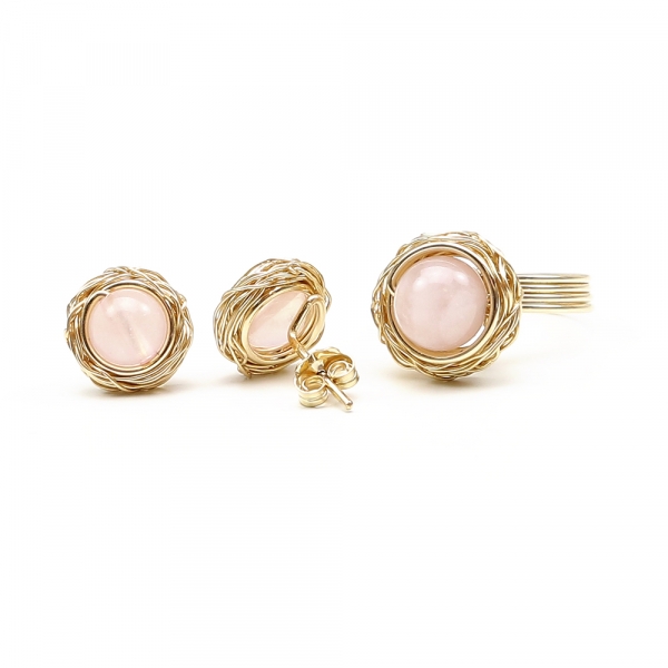 Set ring and stud earrings by Ichiban - Sweet Quart Rose