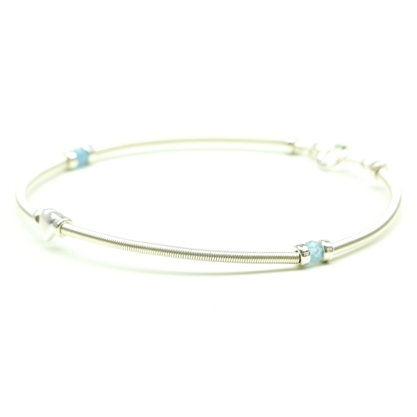 Gemstone bracelet by Ichiban - Vogue Aquamarine Shadow Heart AG925