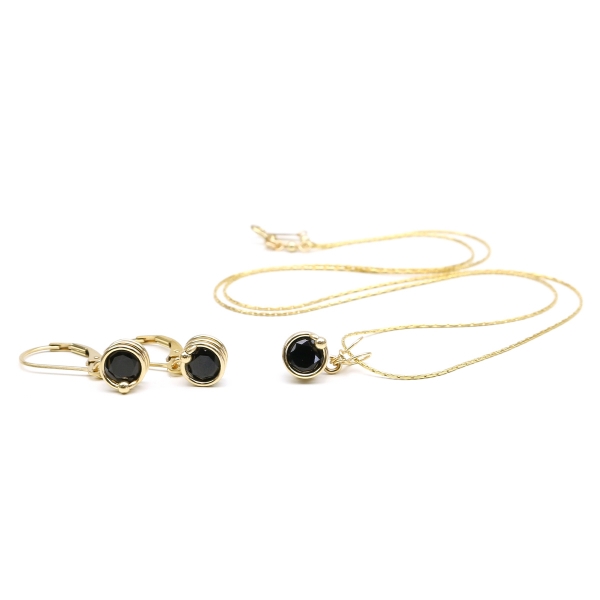 Set leverback earrings and pendant by Ichiban - Busted Deluxe Black Spinel