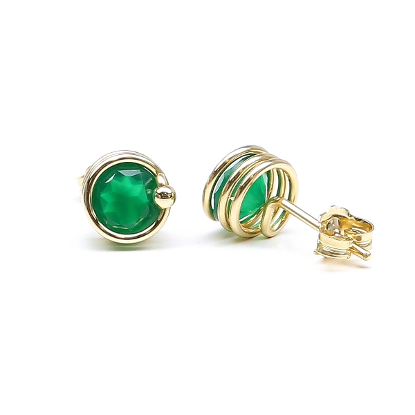 Stud earrings by Ichiban - Deluxe Green Onyx
